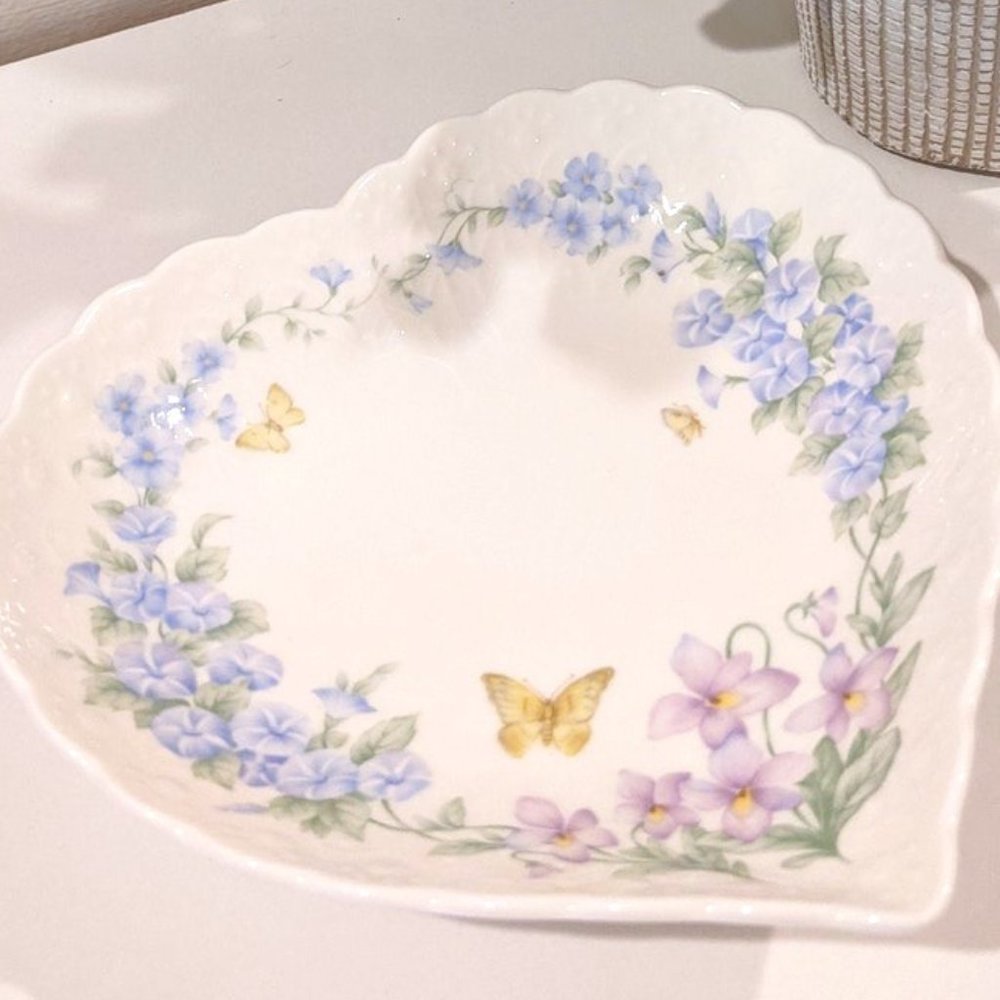 Pretty Mikasa Trinket Dish Fine Bone China Butterflies & Morning Glories